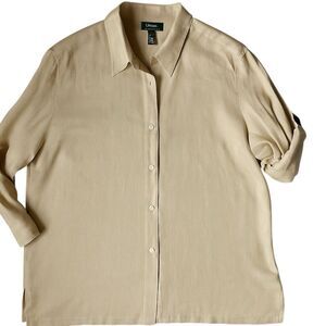 Lauren Ralph Lauren Womens 100% Linen Button Down Shirt Size 3X Natural Coastal
